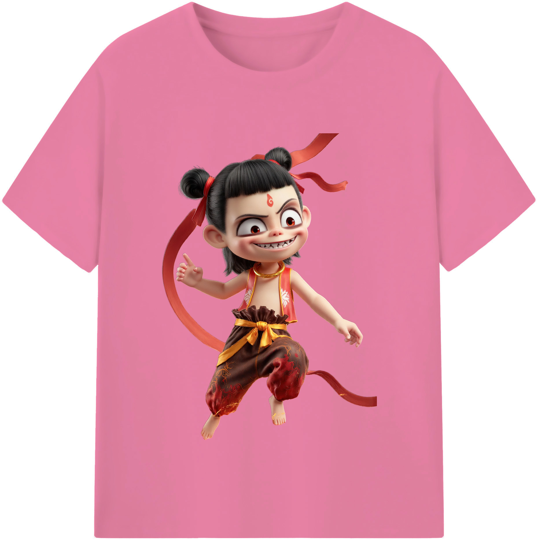 （画像用） Ne Zha 2 ナタ 魔童の大暴れ 綿100％半袖Tシャツ（フロントプリント）